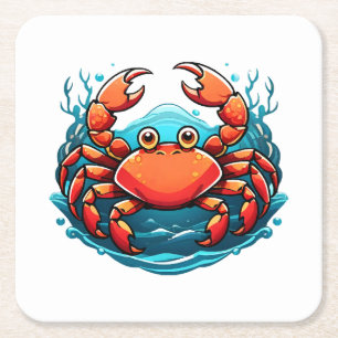 funny-crab square paper coaster