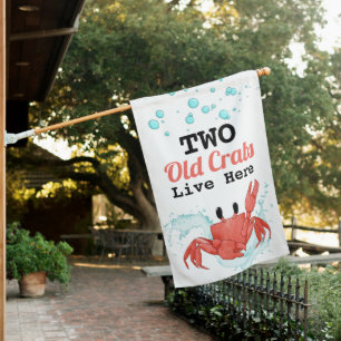 Funny Crab Summer Beach House Flag