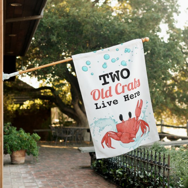 Funny Crab Summer Beach House House Flag (In SItu)
