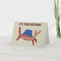 Funny Crab Wearing a Beach Hat Shellfish Birthday