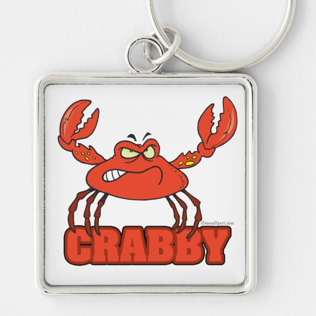 funny crabby red crab with an attitude keychain (Front)
