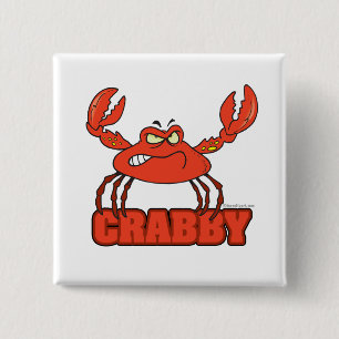 funny crabby red crab with an attitude pinback button