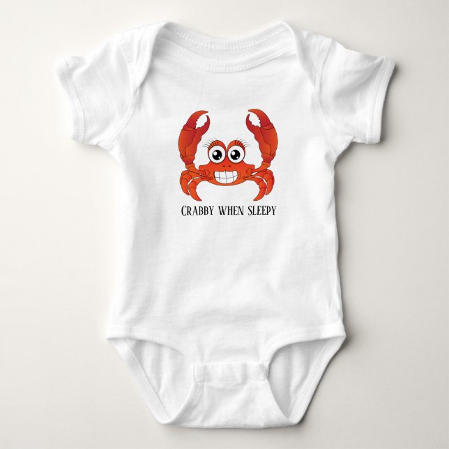 funny crabby sleepy baby unisex baby bodysuit (Front)