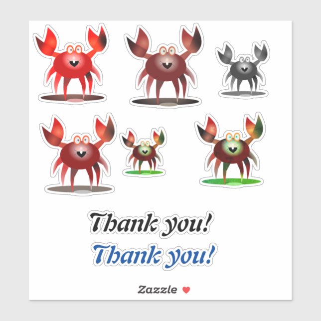 Funny crabs and Thank you Sticker (Sheet)