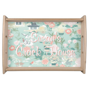 Funny Crack House Chinoiserie Custom Mahjong Serving Tray
