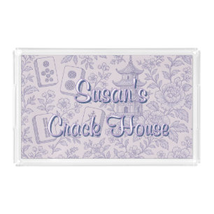 Funny Crack House Chinoiserie Toile Mahjong Acrylic Tray