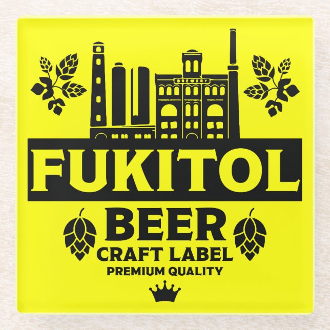 Funny Craft Beer Labels Glass Coaster (Front)