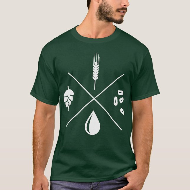 Funny Craft Beer Lover Water Barley Hop Yeast T-Shirt (Front)