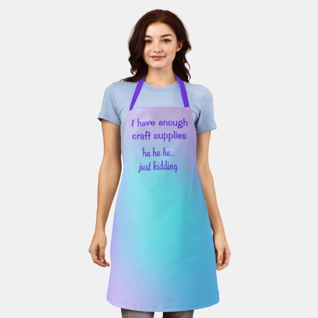 Funny Crafting Purple and Teal Gradient Apron (Worn)