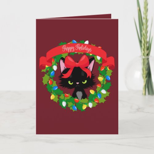 Funny Cranky Cat Christmas Card