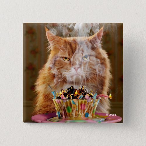 Funny Cranky Cat With Melted Birthday Cupcake Button