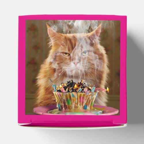 Funny Cranky Cat With Melted Birthday Cupcake Favor Boxes