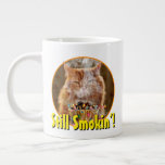 Funny Cranky Cat With Melted Birthday Cupcake Giant Coffee Mug