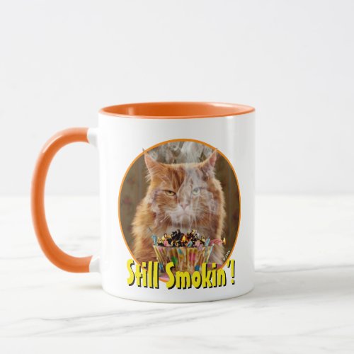 Funny Cranky Cat With Melted Birthday Cupcake Mug