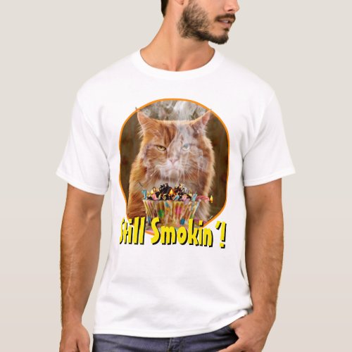 Funny Cranky Cat With Melted Birthday Cupcake T_Shirt