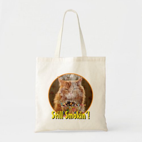 Funny Cranky Cat With Melted Birthday Cupcake Tote Bag