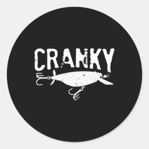 Funny Cranky - Crankbait Fishing Lure Humor Fisher Classic Round Sticker