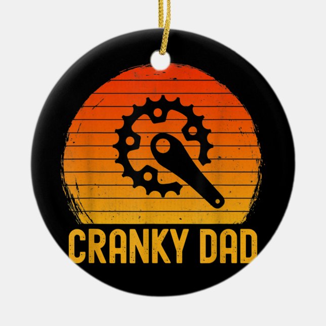 Funny Cranky Dad for Bike Riders Matching Couple Ceramic Ornament (Front)