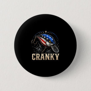 Funny cranky usa flag crankbait patriotic fishing button