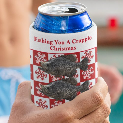 Funny Crappie Fishing Pun Merry Christmas Custom Can Cooler