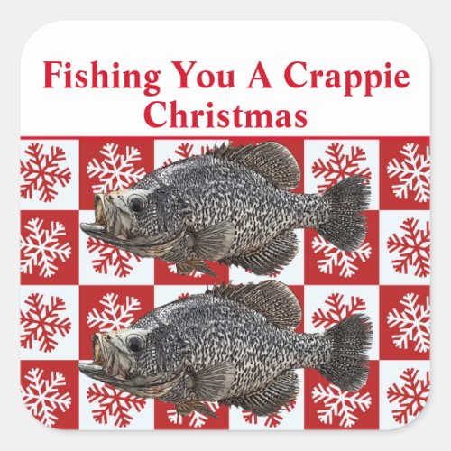 Funny Crappie Fishing Pun Merry Christmas Custom Square Sticker