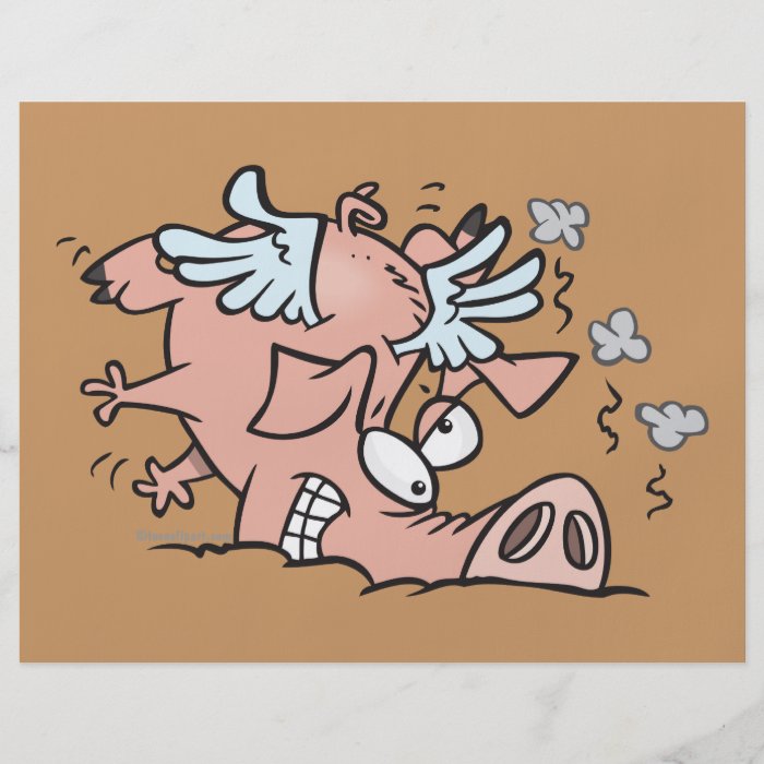 funny crash landing flying pig cartoon custom flyer