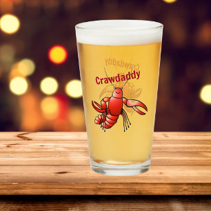 Funny Crawdaddy Red Crayfish Glass