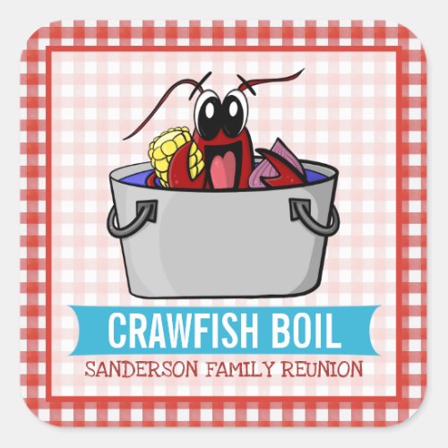 Funny Crawfish Boil Family Reunion Seafood Party Square Sticker