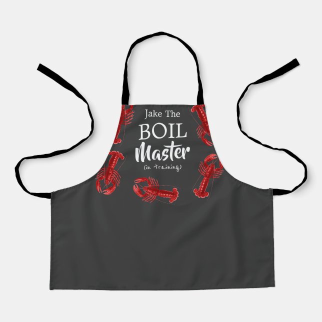 Funny Crawfish Boil Master In Training Dark Gray Apron (Front)