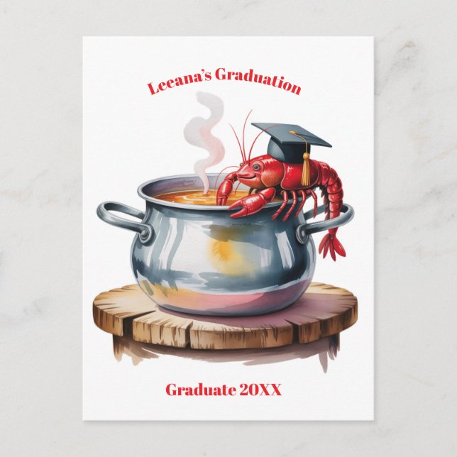 Funny Crawfish Graduation Postcard (Front)