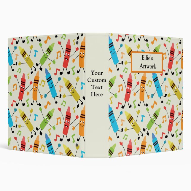 Funny Crayons Children's Artwork Artist Keepsake  3 Ring Binder (Background)