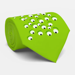 Funny Crazy and Curious Green Eyed Monster Neck Tie