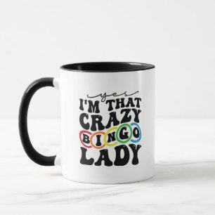 Funny crazy Bingo lady word art Mug