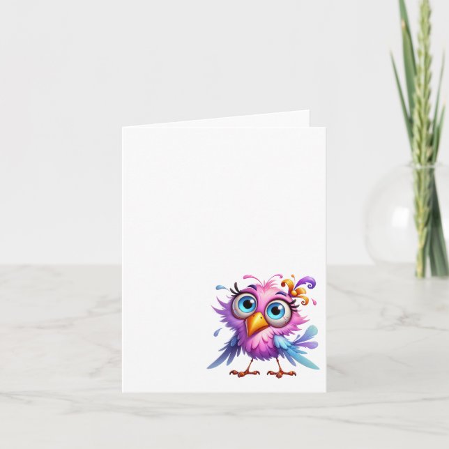 Funny Crazy Bird #2, Thank you Note Cards (Front)