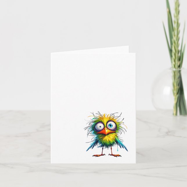 Funny Crazy bird, Thank you, Notecard #1 (Front)