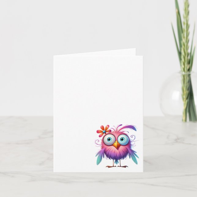 Funny Crazy bird, Thank you, Notecard #12 (Front)