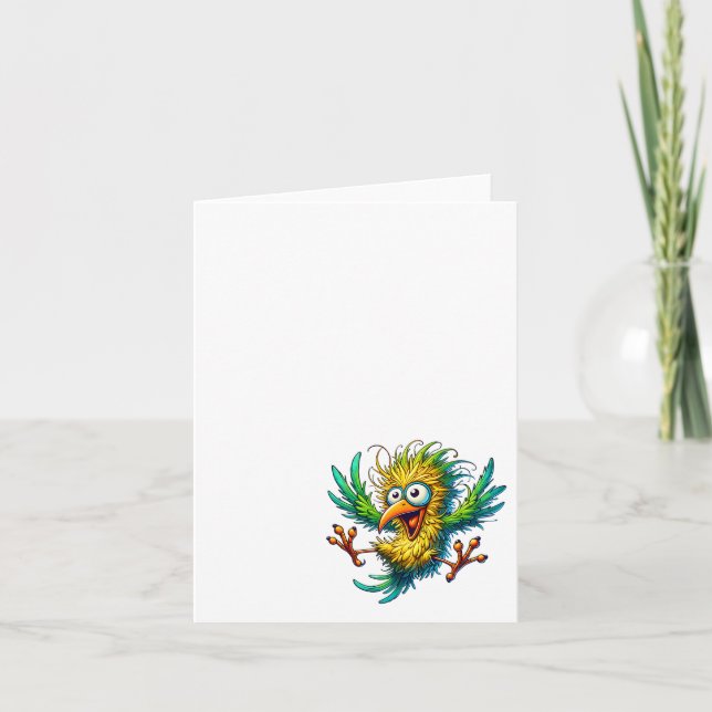 Funny Crazy bird, Thank you, Notecard #7 (Front)