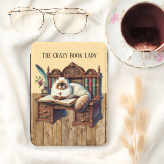 Funny crazy book lady customizable kindle cover