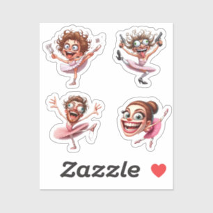 funny crazy caricature ballerina sticker