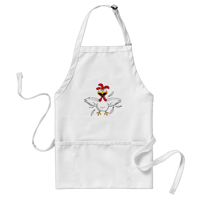 Funny Crazy Cartoon Chicken Wing Fling Adult Apron (Front)