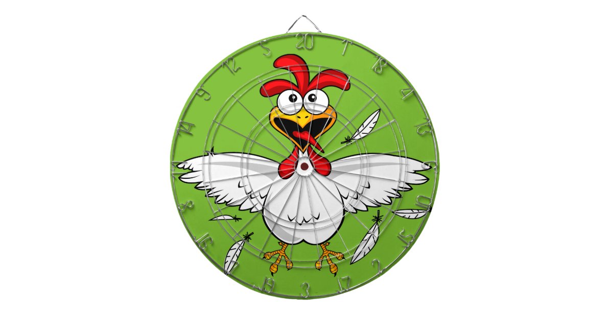 Funny Crazy Cartoon Chicken Wing Fling Dart Board | Zazzle