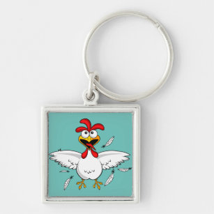 Funny Crazy Cartoon Chicken Wing Fling Keychain
