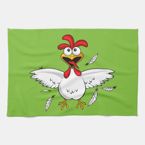 Funny Crazy Cartoon Chicken Wing Fling Kitchen Towel