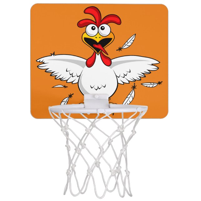 Funny Crazy Cartoon Chicken Wing Fling Mini Basketball Hoop (Front)