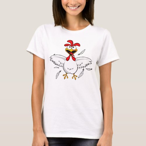Funny Crazy Cartoon Chicken Wing Fling T_Shirt