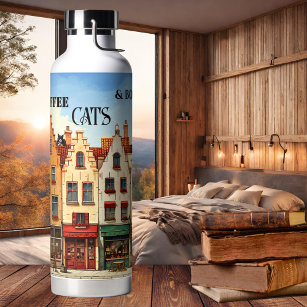 Funny Crazy Cat Lady Coffee Books Water Bottle