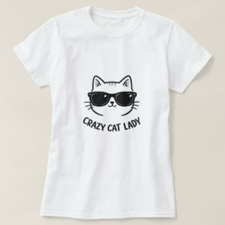 Funny Crazy Cat Lady Shirt with Sunglasses Cat