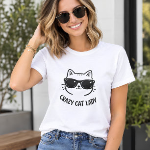 Funny Crazy Cat Lady Shirt with Sunglasses Cat
