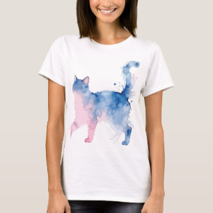 Funny Crazy Cat Lady Working From Home Watercolor T-Shirt