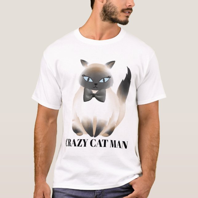 Funny Crazy cat man T-Shirt (Front)